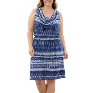 Cynthia Rowley Draped Tank Dress XL NWT Blue White Tie Dye Sleeveless Shift